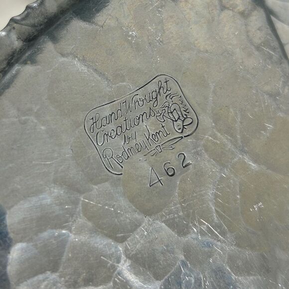 Vintage Floral Pewter Silver Tray with Glass Dishes - Picture 7 of 8